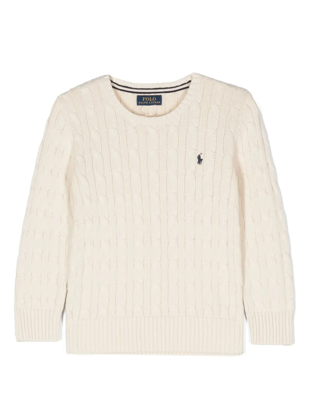 POLO RALPH LAUREN KIDS Kabelgebreide katoenen trui Beige