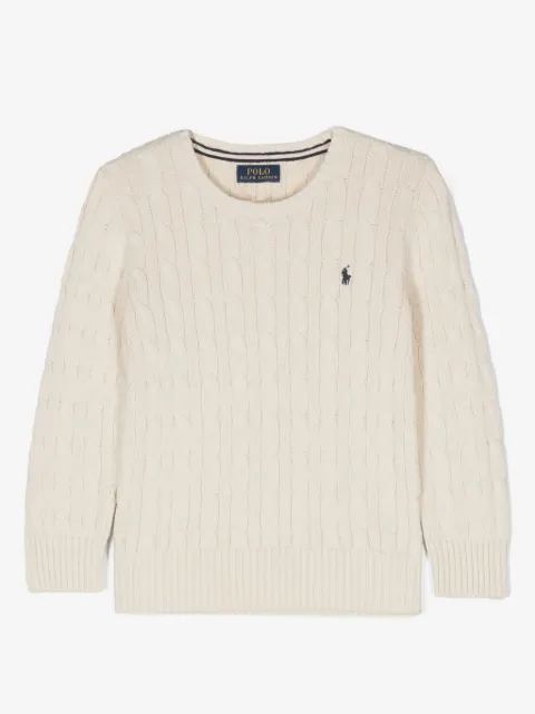 POLO RALPH LAUREN KIDS cable-knit logo-embroidered sweater