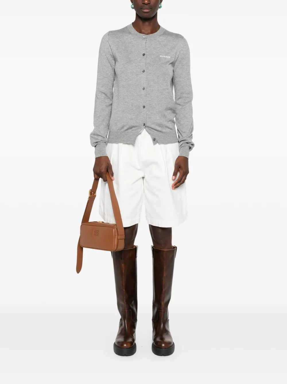 Cheap Miu Miu logo-jacquard cardigan Women
