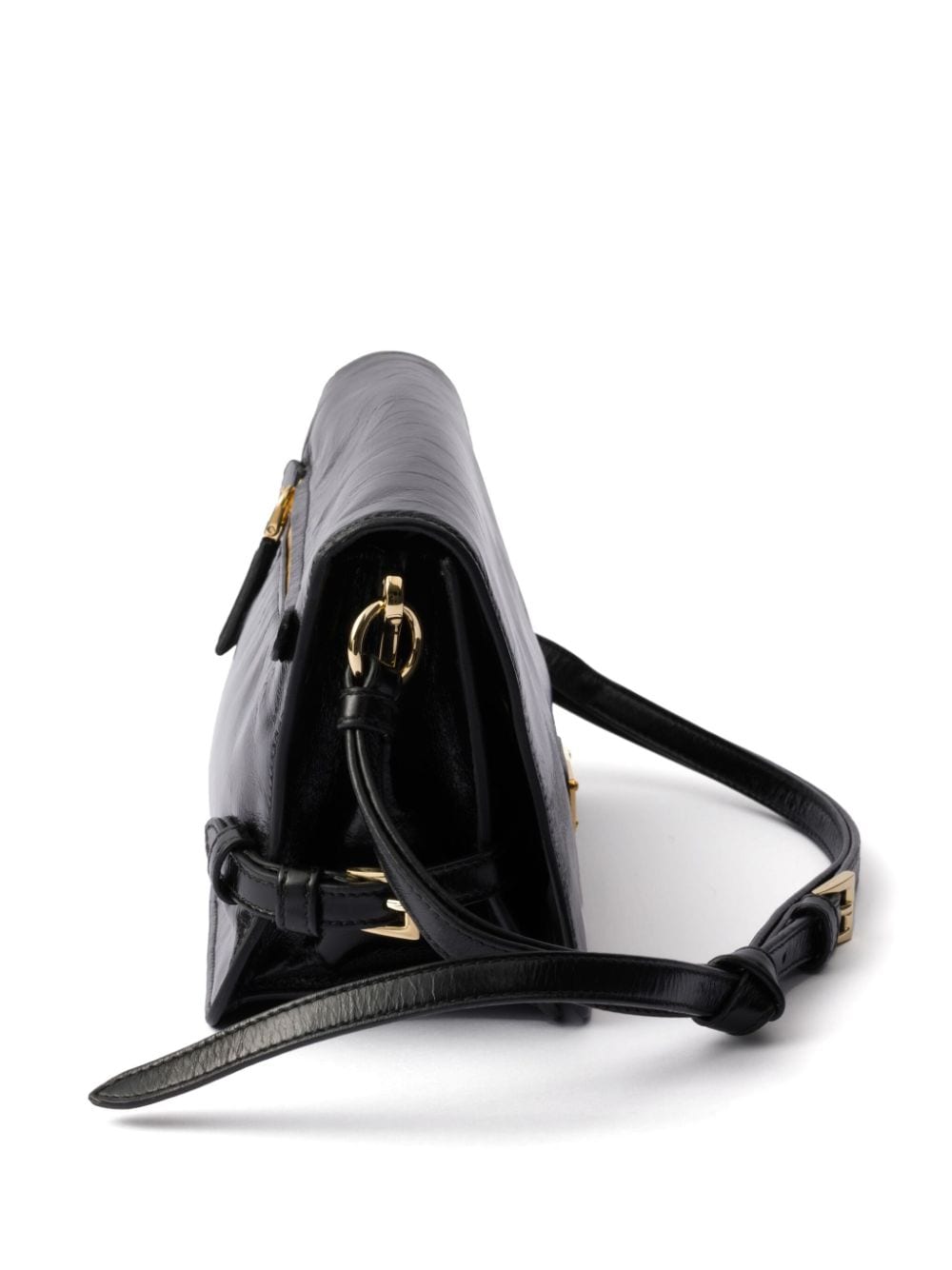 Shop Prada Leather Shoulder Bag In Black