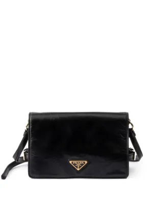 Prada エナメルレザー ショルダーバッグ | ブラック | FARFETCH JP