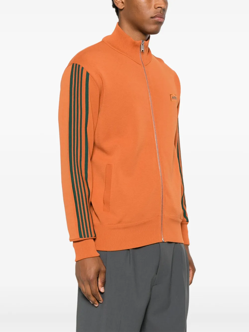 Shop Autry Logo-appliqué Zip-up Sweatshirt In Orange