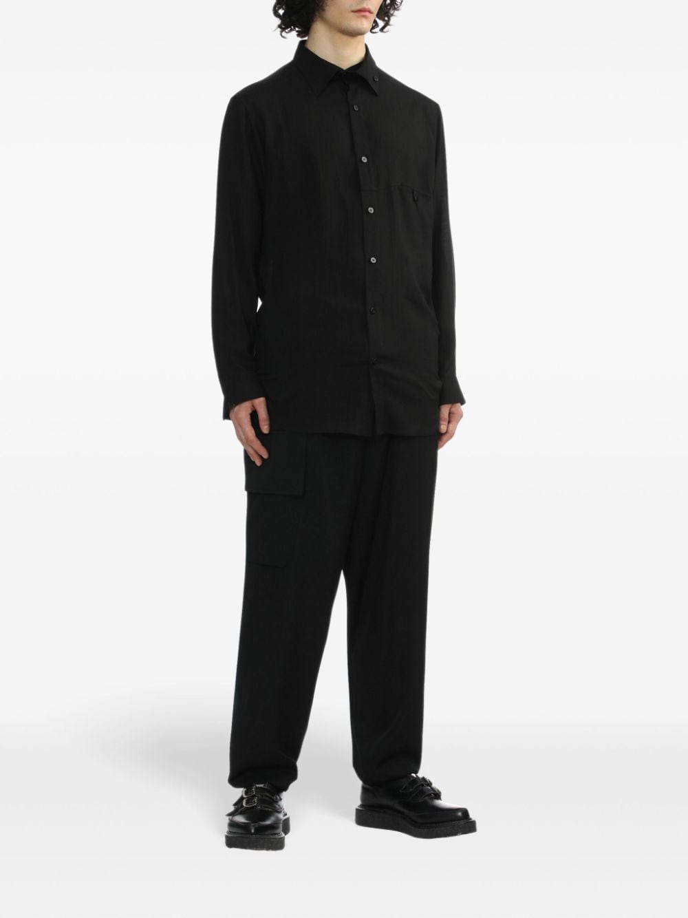 Yohji Yamamoto buttoned long-sleeve shirt - Zwart