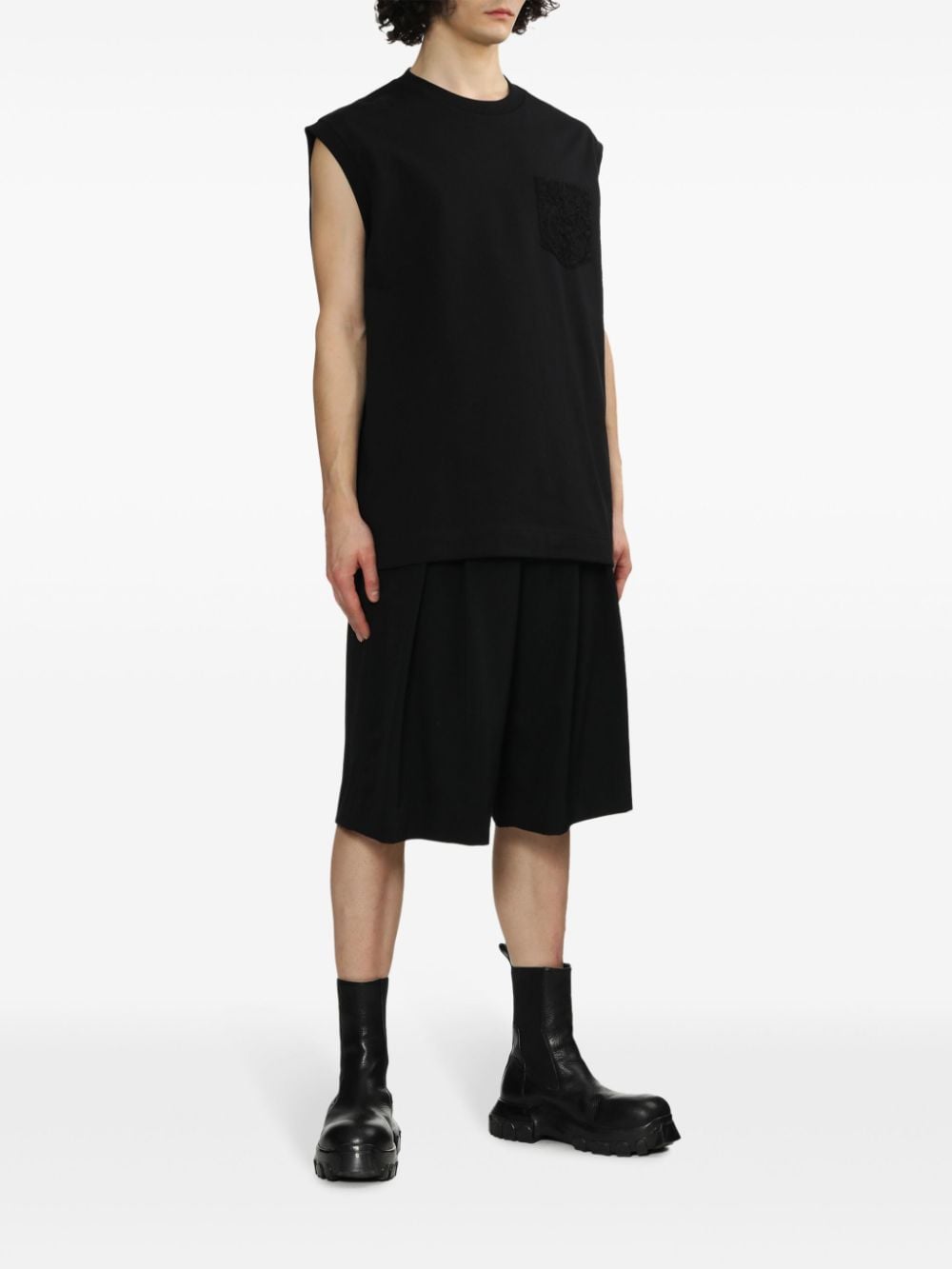 Simone Rocha cotton tank top - Zwart