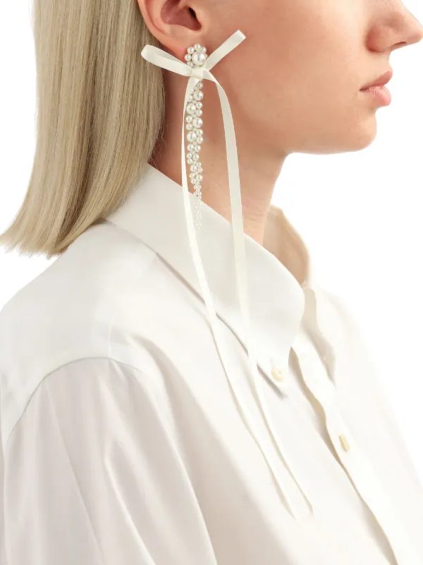 SIMONE ROCHA Bow Ribbon Drip ピアス Simone Rocha Bow Ribbon Drip ピアス | ホワイト | FARFETCH JP