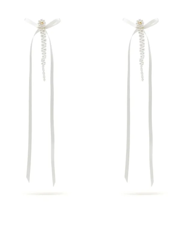 SIMONE ROCHA Bow Ribbon Drip ピアス Simone Rocha Bow Ribbon Drip ピアス | ホワイト | FARFETCH JP