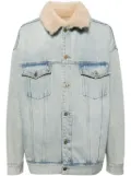 We11done shearling-collar denim jacket - Blue