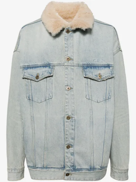 We11done shearling-collar denim jacket