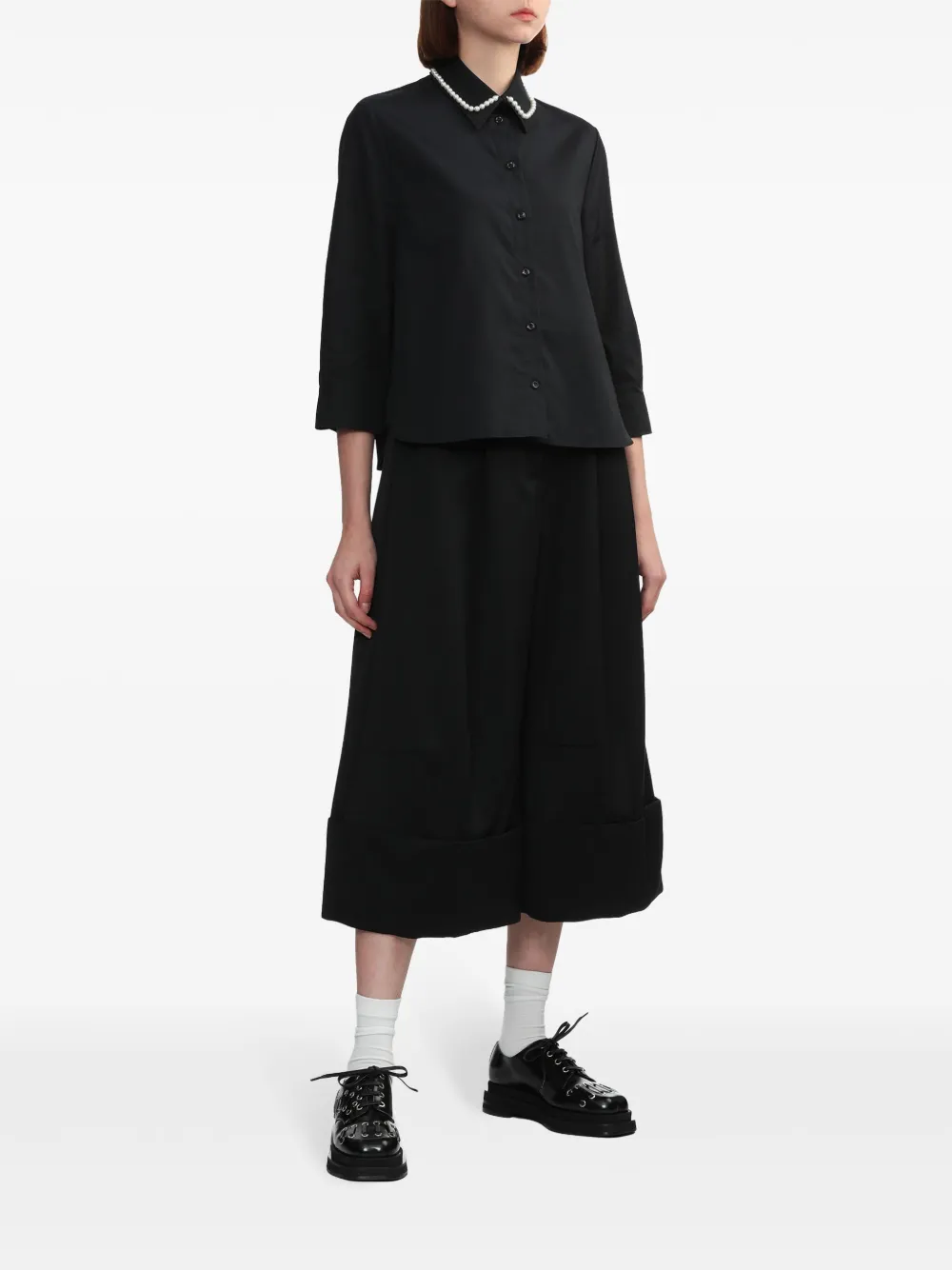 Simone Rocha pearl detailing shirt - Zwart