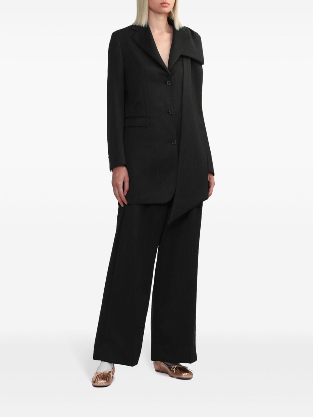 Simone Rocha asymmetric blazer - Zwart