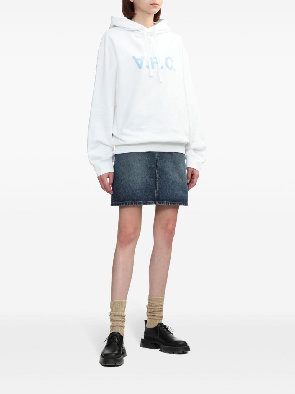 Shop Apc Logo-print Hoodie In Weiss