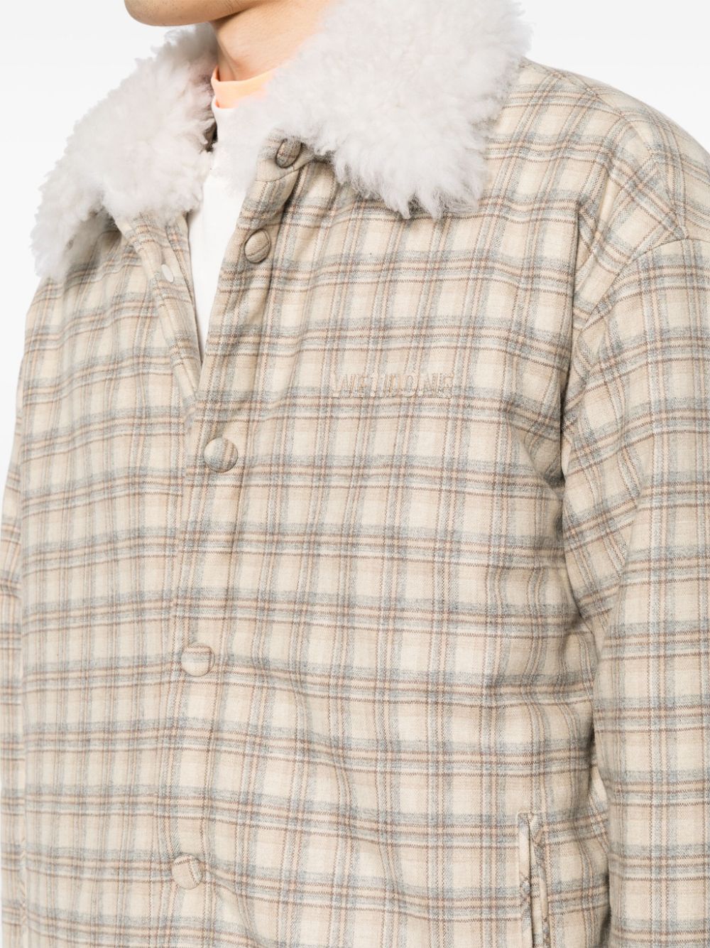 Shop We11 Done Plaid Pattern Puffer Jacket In Neutrals