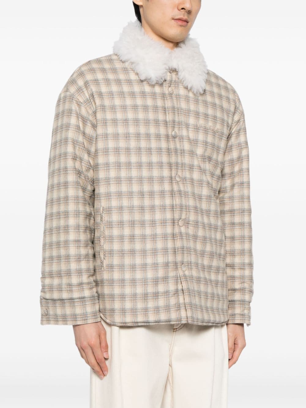 Shop We11 Done Plaid Pattern Puffer Jacket In Neutrals