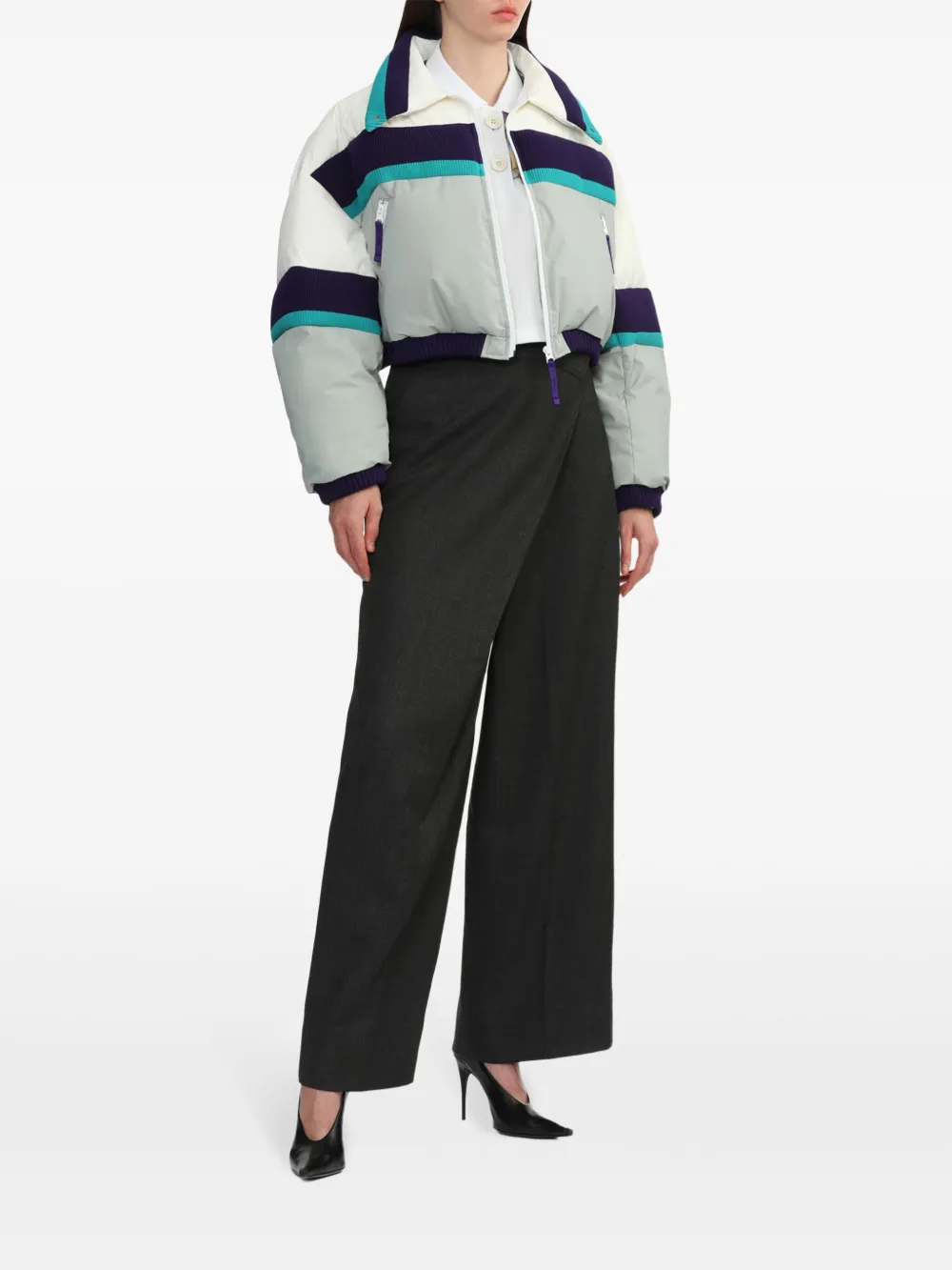 Kolor stripe-detailing puffer jacket - Grijs