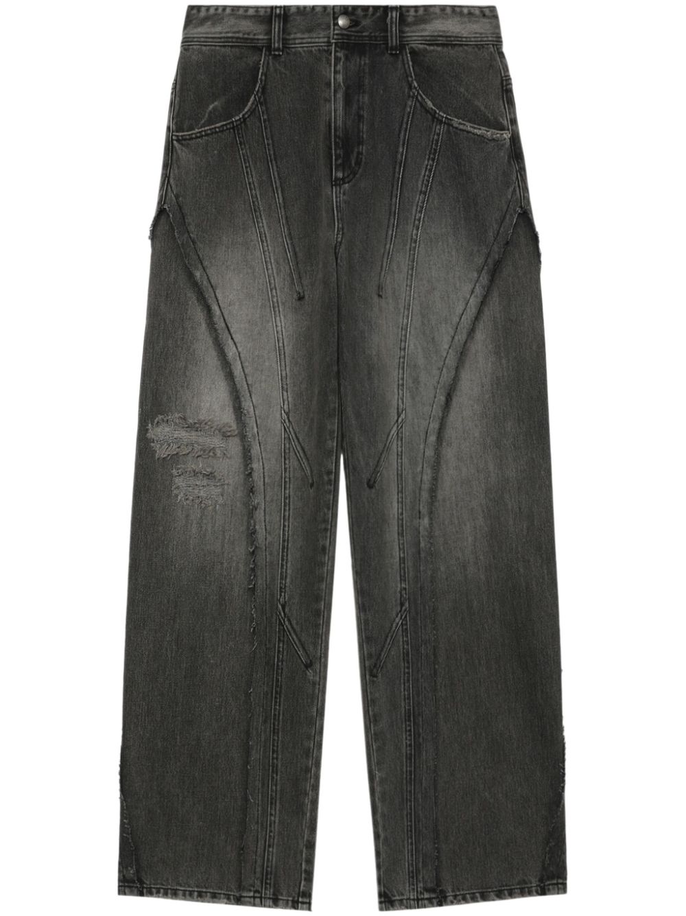 Shop Andersson Bell Ripped Wide-leg Jeans In Black