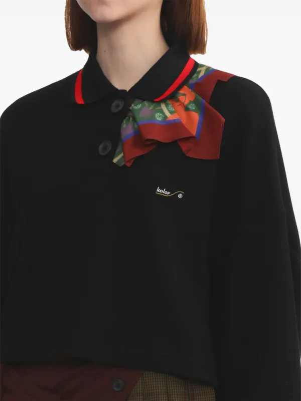 Kolor スカーフディテール ポロシャツ | ブラック | FARFETCH JP Kolor スカーフディテール ポロシャツ | ブラック | FARFETCH JP