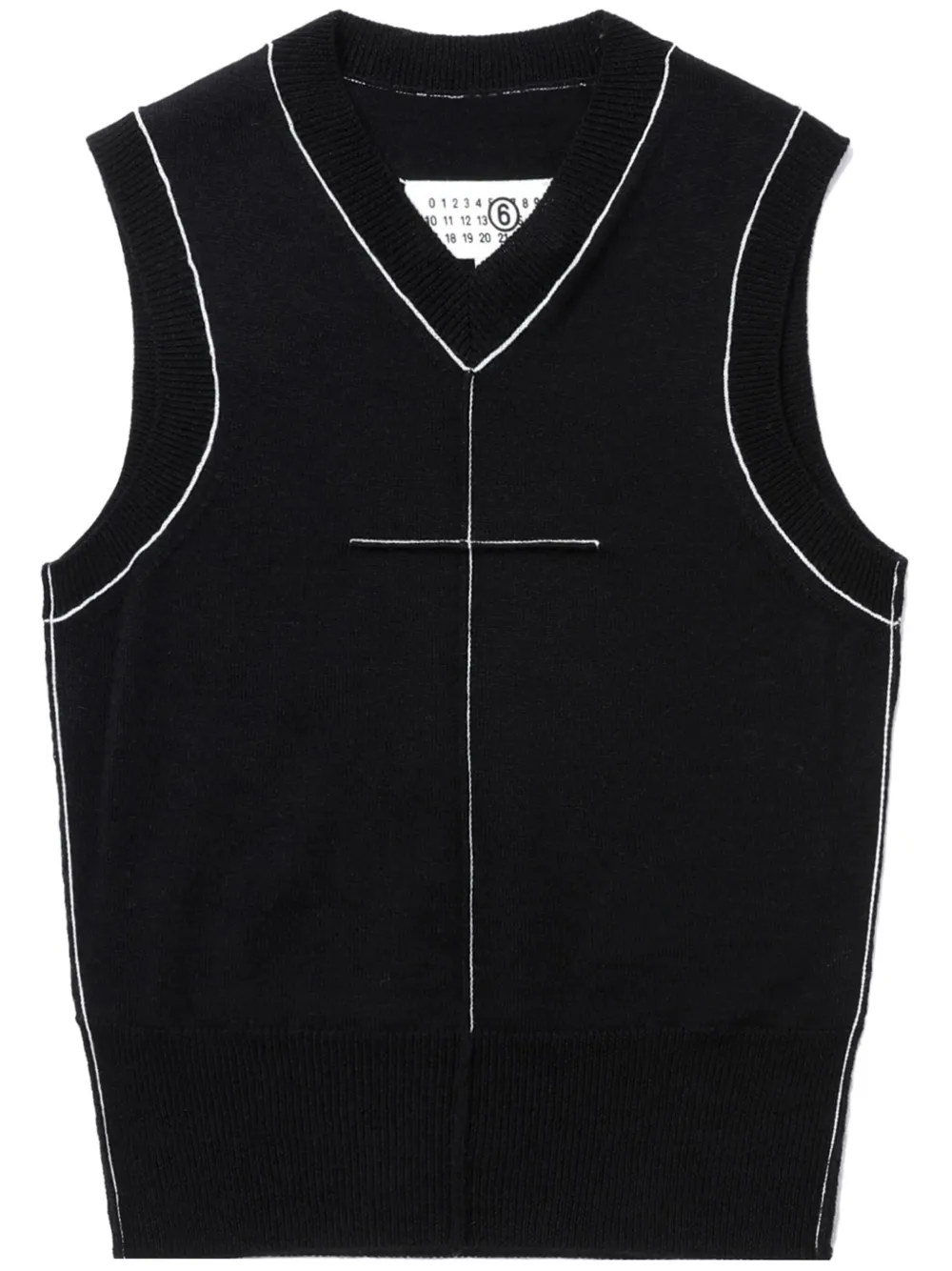 Mm6 Maison Margiela Piped Knit Top In Black