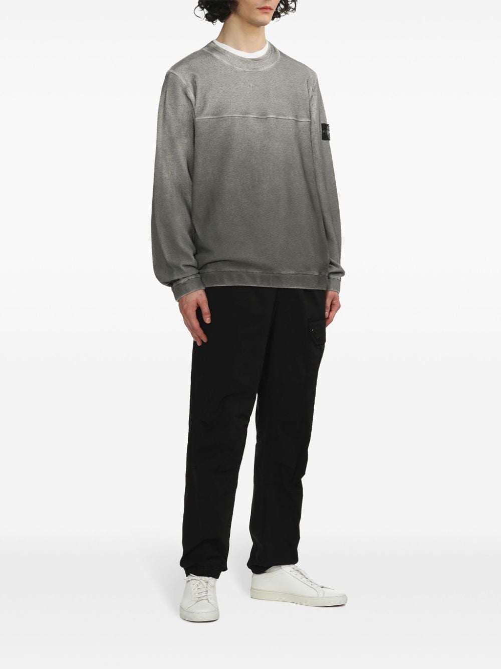 Shop Stone Island Logo-patch Gradient Cotton Sweatshirt In Grey