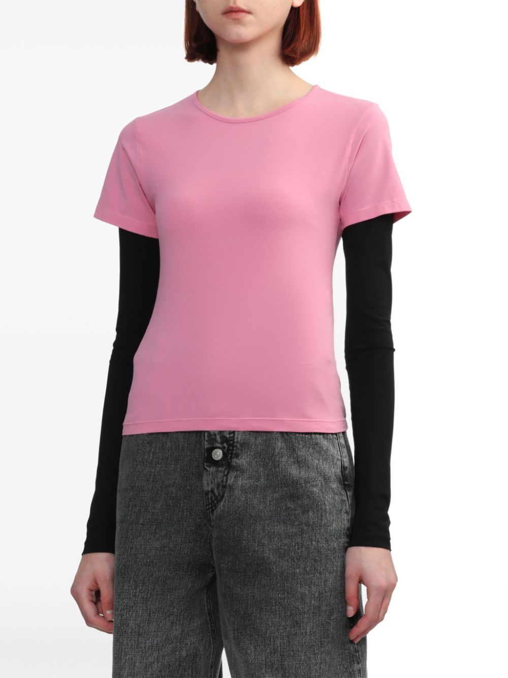 Shop Mm6 Maison Margiela Contrasting Sleeves T-shirt In Pink