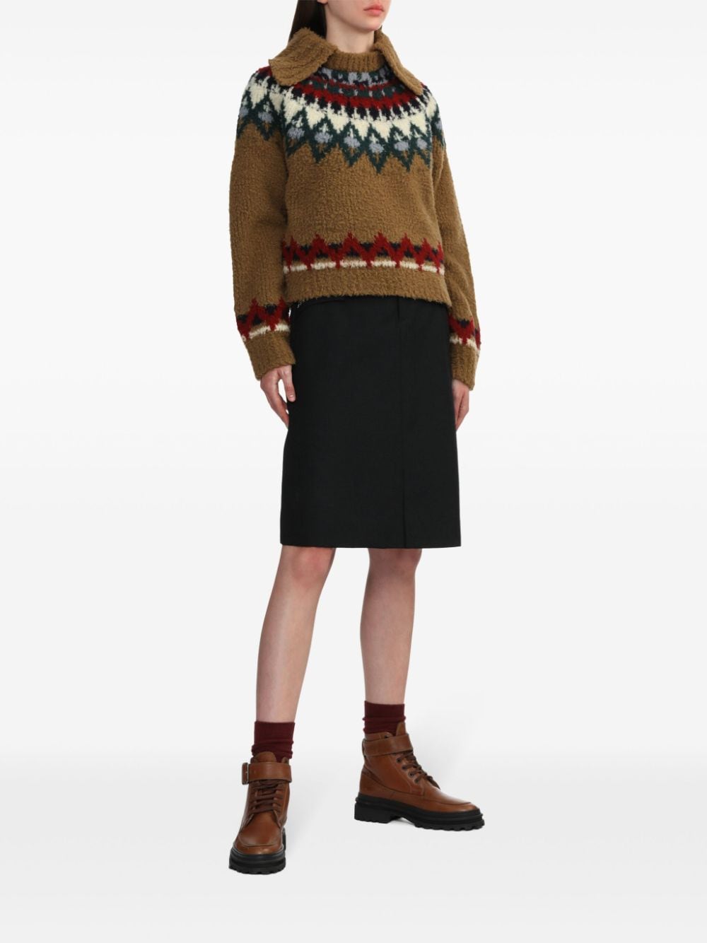 Kolor patterned intarsia-knit jumper - Bruin