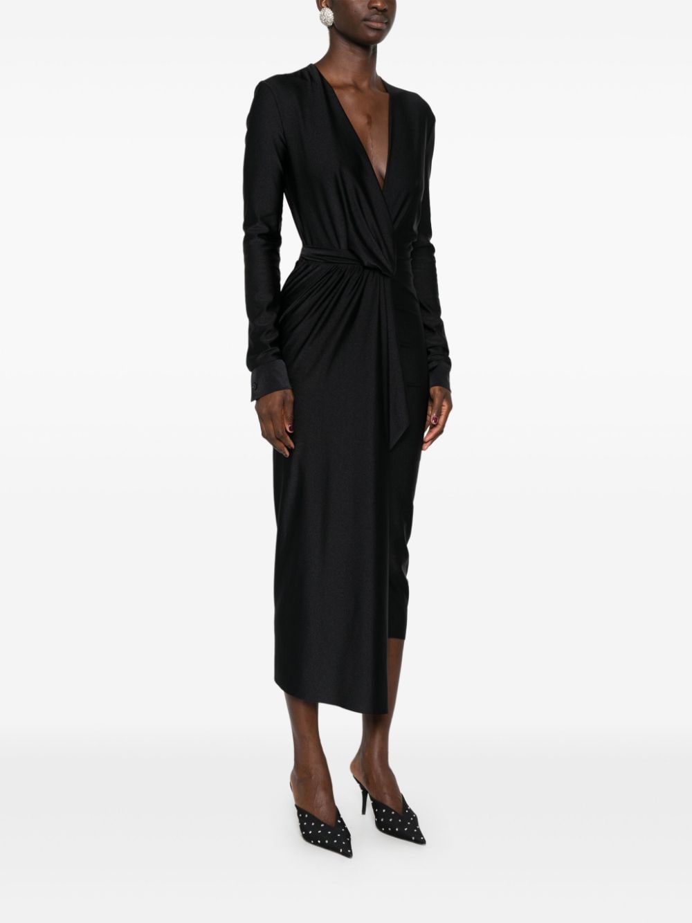 Shop Philosophy Di Lorenzo Serafini Asymmetric Midi Dress In Black