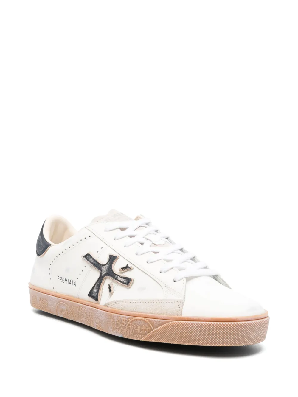 Premiata logo-patch sneakers - Beige