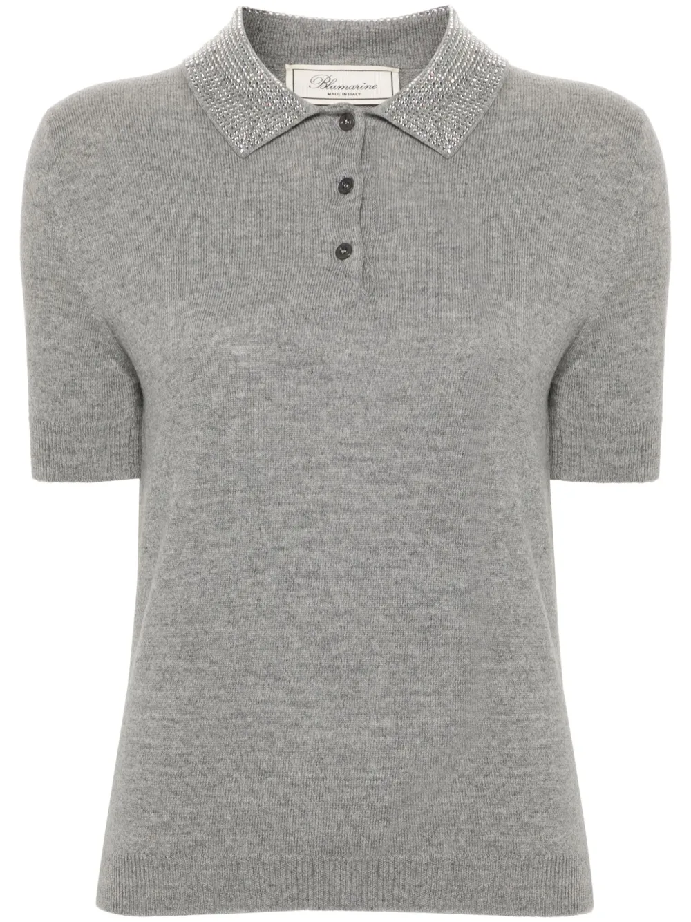 Blumarine rhinestoned polo shirt Grijs