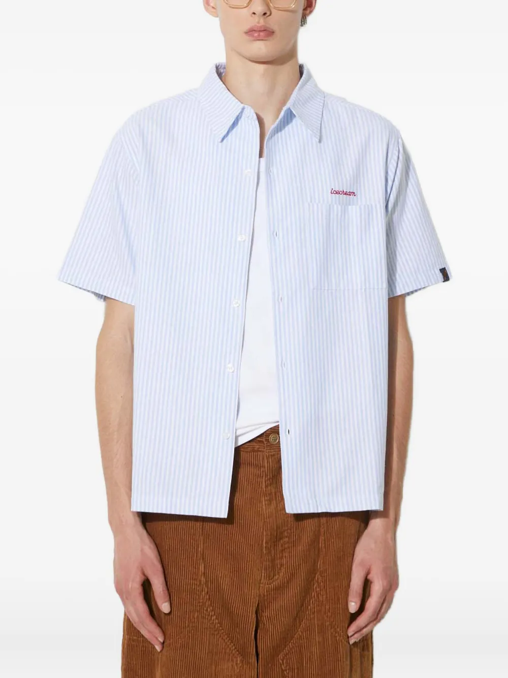 ICECREAM graphic-print stripe shirt Blauw