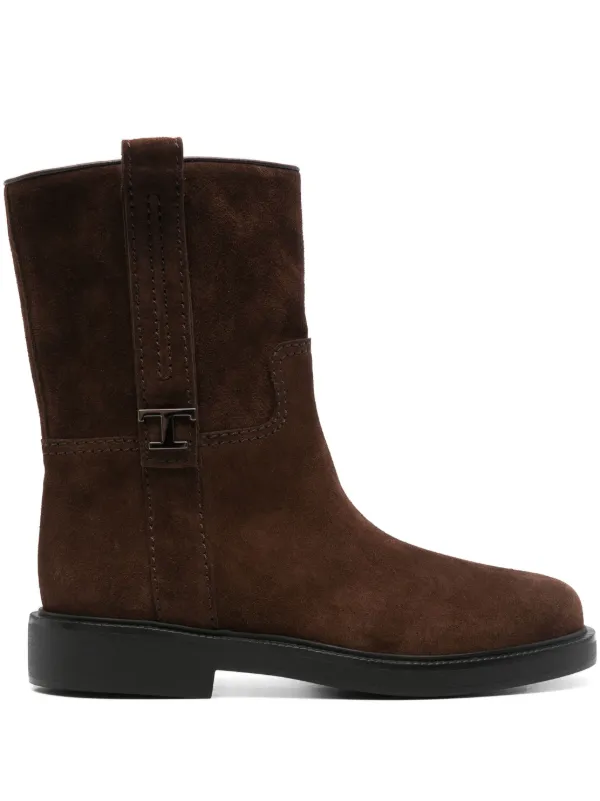 Tod's T Timeless-plaque Boots in Brown