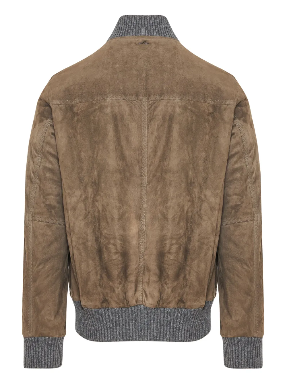 Paul & Shark ribbed long-sleeve suede jacket - Bruin