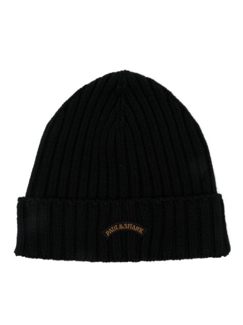 Paul & Shark logo-patch beanie