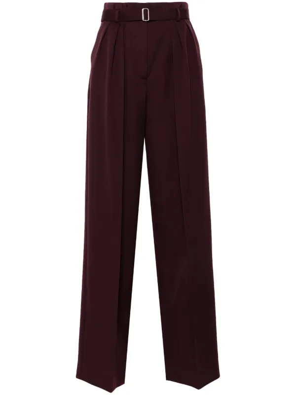Lanvin Belted Pleated Trousers in Red