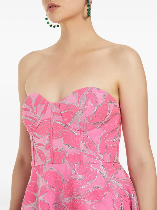 ml monique lhuillier amelia floral strapless corset maxi dress MONIQUE LHUILLIER Amelia Floral Strapless Corset Maxi Dress