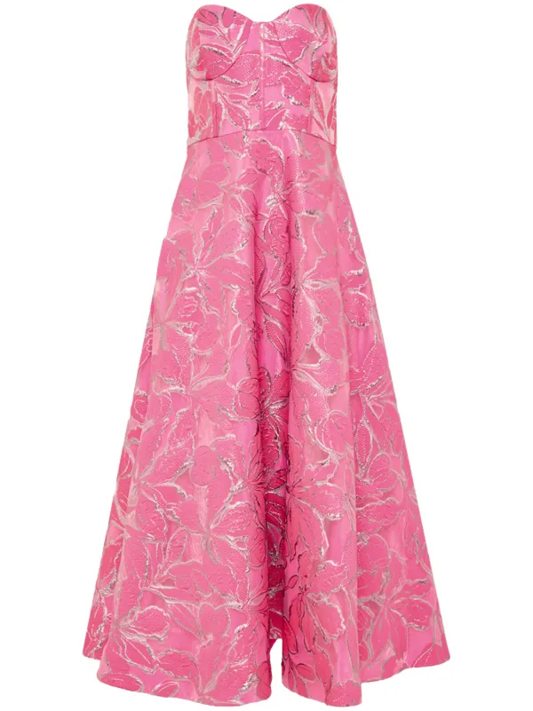 amelia floral midi dress Pink Floral-Print Midi Casual Dress with Pockets Blush Ribbon Floral Print / Medium