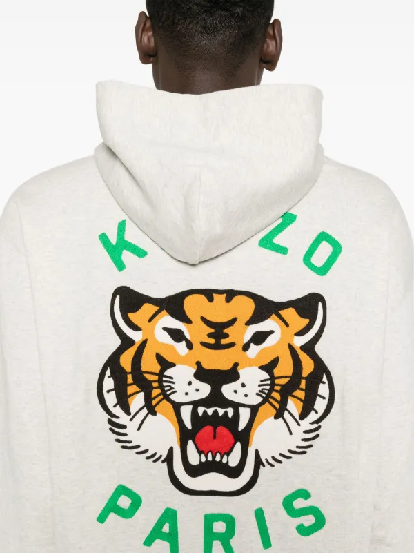 Kenzo Lucky Tiger Hoodie Grey FARFETCH