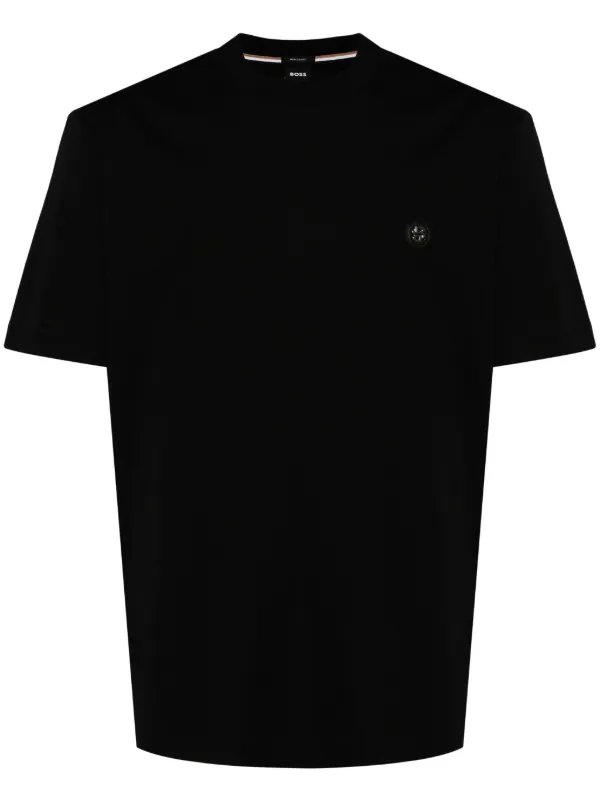 BOSS logo-appliqué t-shirt | Black | FARFETCH KW