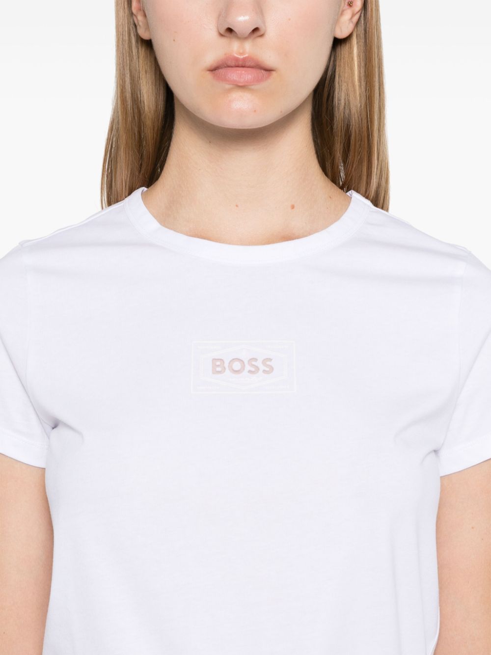 Shop Hugo Boss Cut-out Logo T-shirt In White