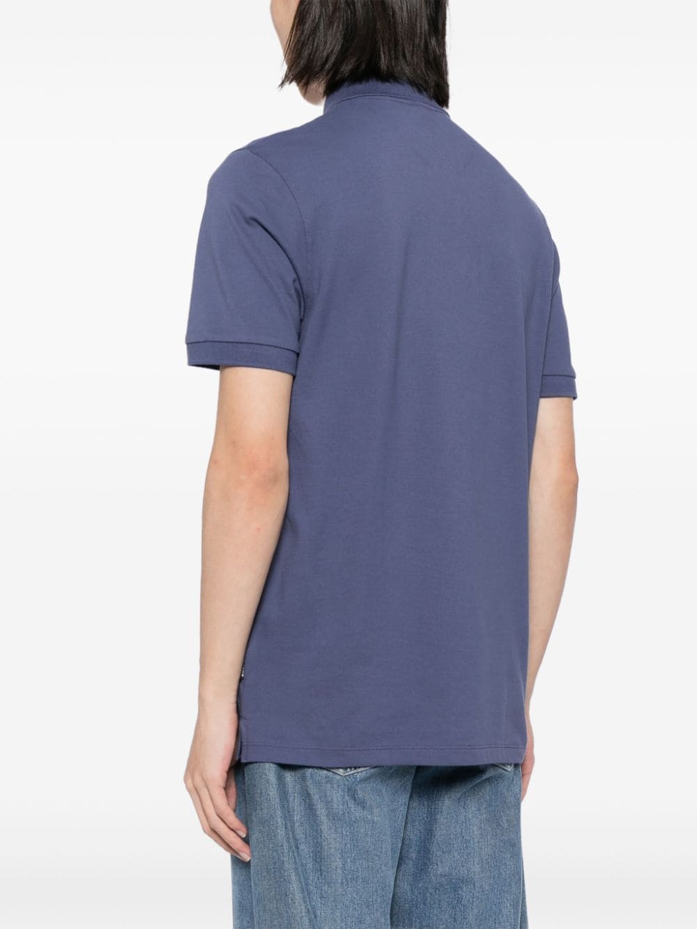 Shop Hugo Boss Logo-embroidered Cotton Polo Shirt In Blue