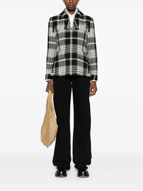 ジャケット Ralph Lauren Plaid wool jacket with fringes (211941389 001) Polo Ralph Lauren Plaid Wool Jacket With Fringes | italist