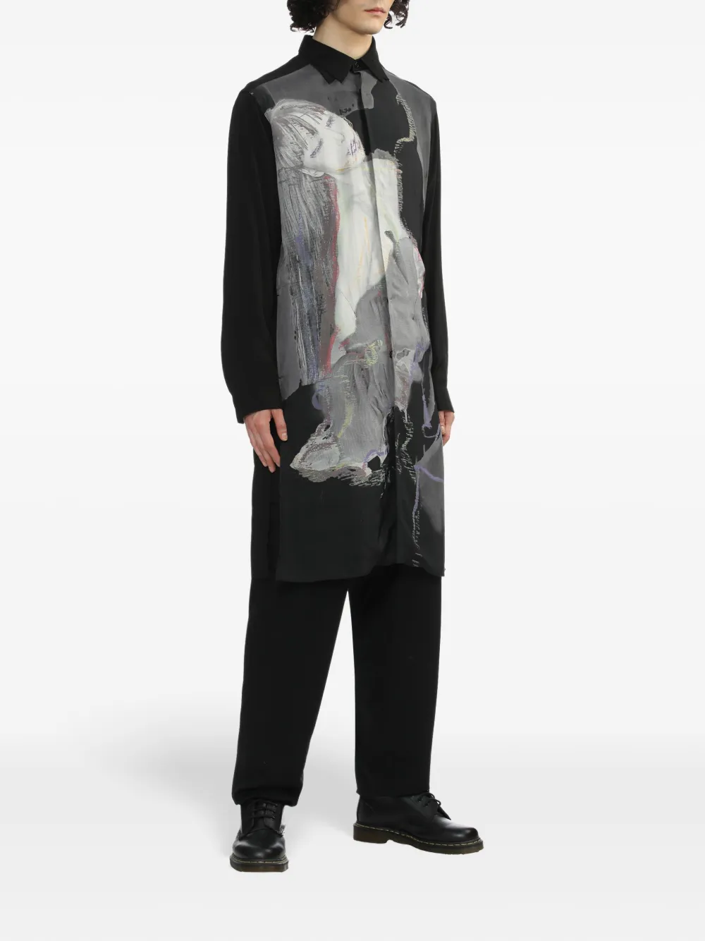 Yohji Yamamoto T-shirt met print - Zwart