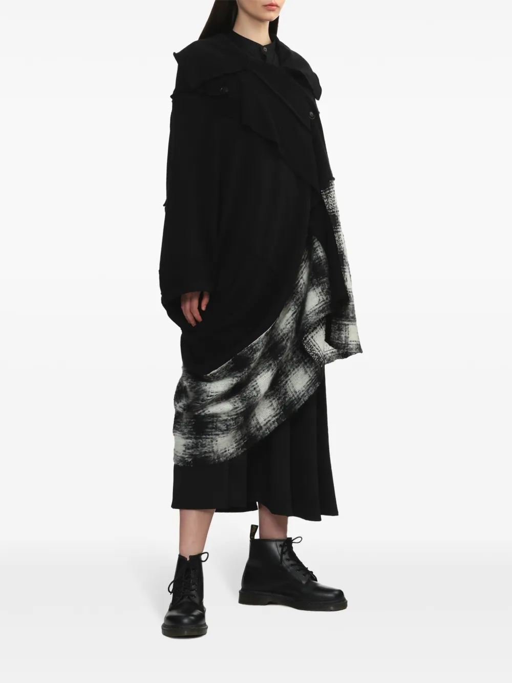 Y's Asymmetrisch vest met cape - Zwart