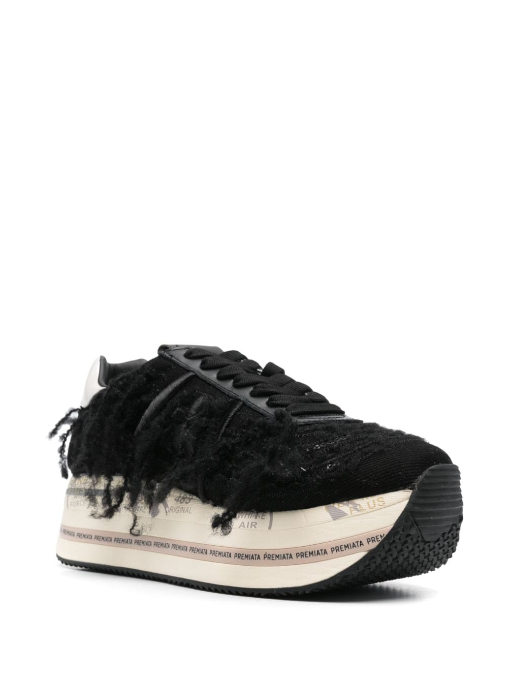 Premiata fringed-detailed sneakers - Zwart