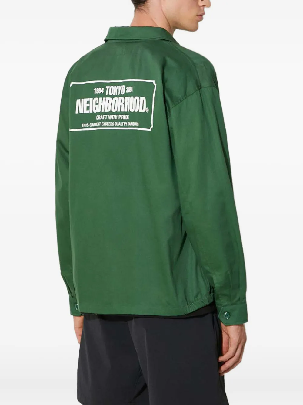 Neighborhood logo-print zip-up jacket Groen