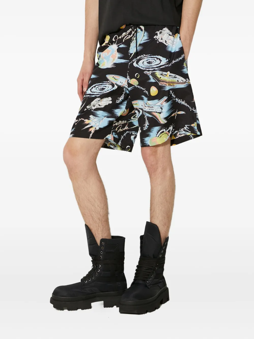 Human Made space-print shorts Zwart