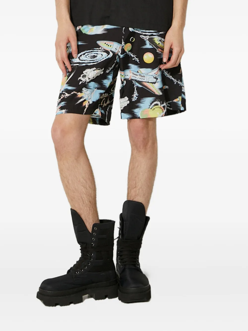 Human Made space-print shorts Zwart