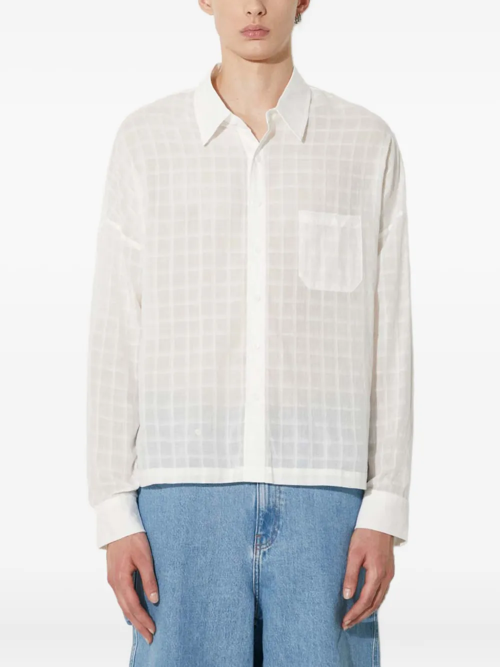 grid-pattern shirt