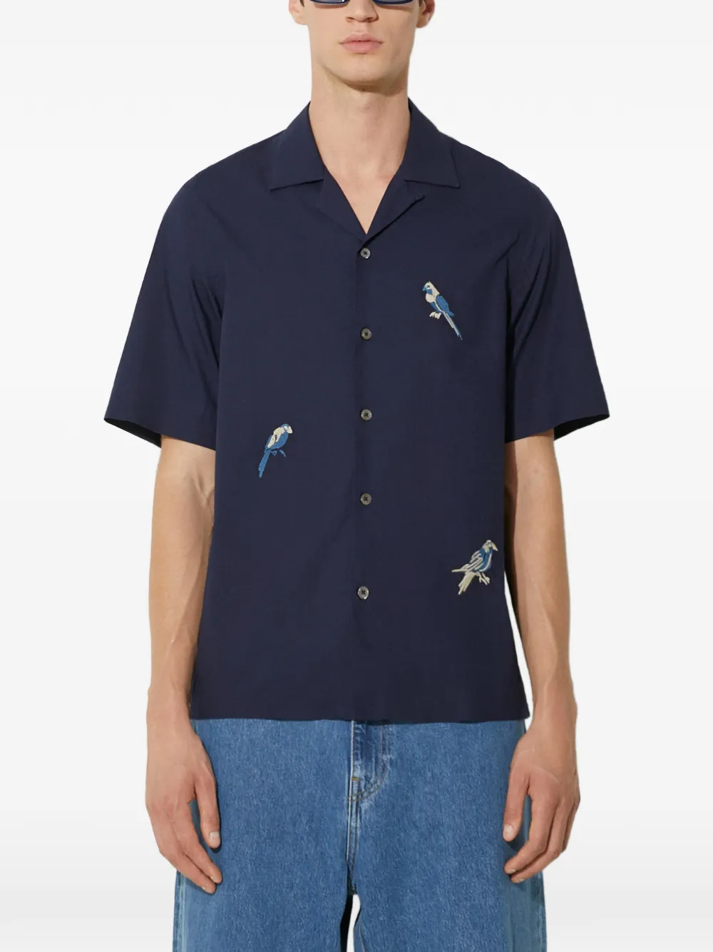 Paul Smith bird-embroidered shirt - Blu