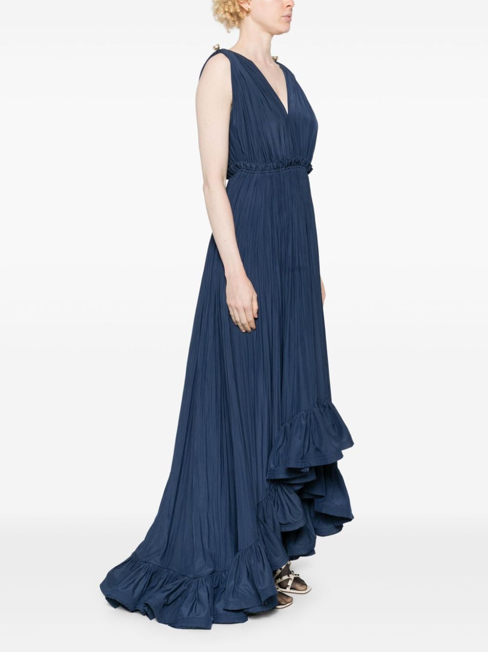 Shop Lanvin Ruffled Gown In Blue