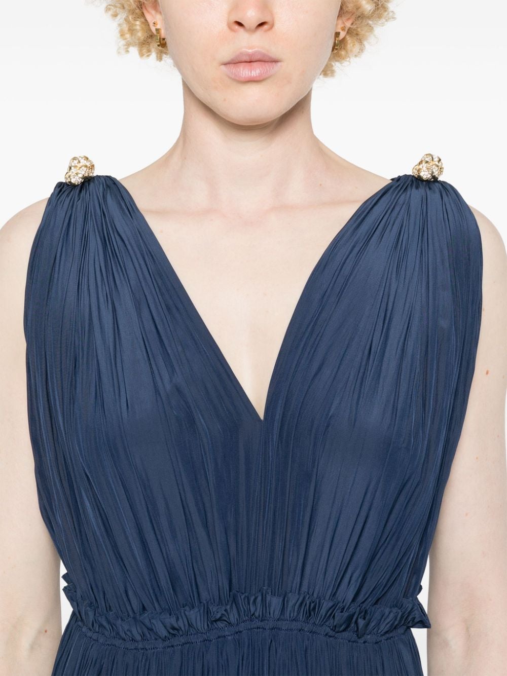 Shop Lanvin Ruffled Gown In Blue