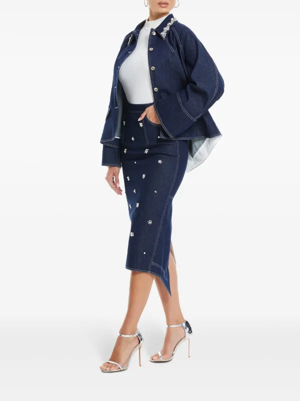 Huishan Zhang Sonia Midi Skirt Blue FARFETCH ID